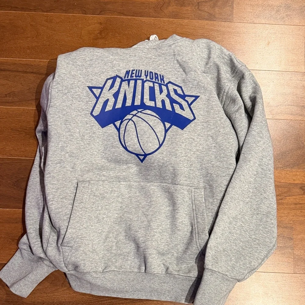 Nike Gray and Blue Knicks Sweatshirt